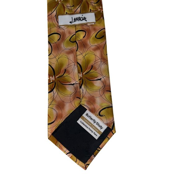 2006 J. Garcia Butterfly Study Tie 100% Silk Floral Gold Collection Forty-Two - Picture 2 of 7